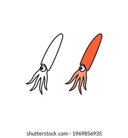 Squid icon flat vector illustration