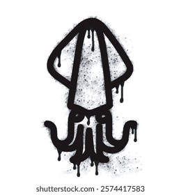 squid icon graffiti spray painted in black on white. Squid symbol isolated on white background. Vector illustration