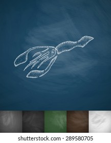 squid icon. Hand drawn vector illustration. Chalkboard Design