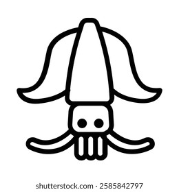 Squid icon illustration in line style. Perfect for website mobile app presentation. Suitable for any user interface and user experience