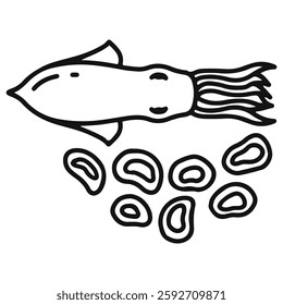 squid icon with line art style