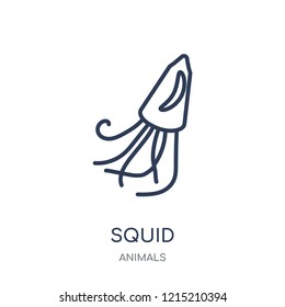 Squid icon. Squid linear symbol design from Animals collection. Simple outline element vector illustration on white background.