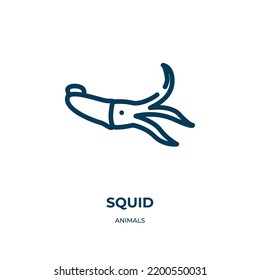 Squid icon. Linear vector illustration from animals collection. Outline squid icon vector. Thin line symbol for use on web and mobile apps, logo, print media.