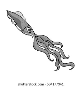 Squid icon in monochrome style isolated on white background. Sea animals symbol stock vector illustration.