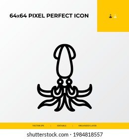 Squid icon. Ocean and sea life icon. 64x64 pixel perfect icon