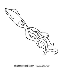 Squid icon in outline style isolated on white background. Sea animals symbol stock vector illustration.
