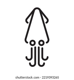 Squid icon. Outline style. Vector. Isolate on white background.