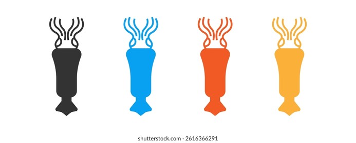 Squid icon set isolated on white background