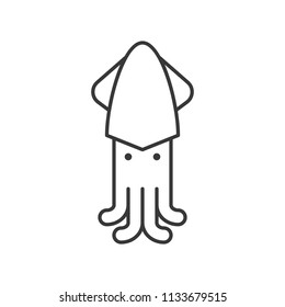 squid icon, set of ocean life, line design vector