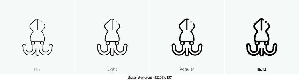 squid icon. Thin, Light Regular And Bold style design isolated on white background