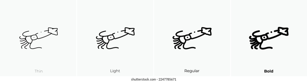 squid icon. Thin, Light Regular And Bold style design isolated on white background