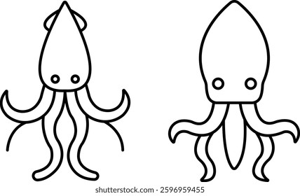 "Squid Icon - Thin Line Outline Vector"