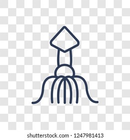 Squid icon. Trendy linear Squid logo concept on transparent background from animals  collection