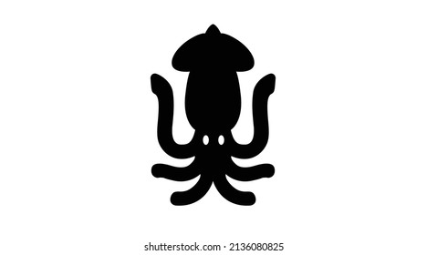 Squid Icon. Vector isolated black and white illustration of a squid