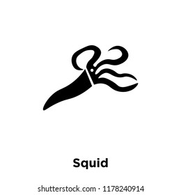 Squid icon vector isolated on white background, logo concept of Squid sign on transparent background, filled black symbol