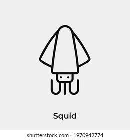 squid icon vector. Linear style sign for mobile concept and web design. squid symbol illustration. Pixel vector graphics - Vector.