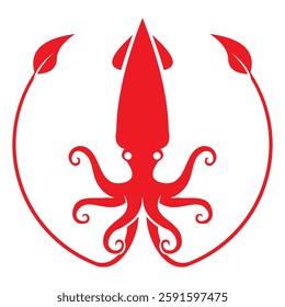 squid icon vector, solid logo illustration, pictogram isolated on white