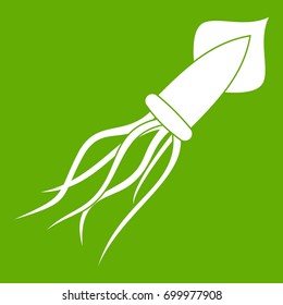 Squid icon white isolated on green background. Vector illustration