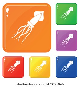 Squid icons set collection vector 6 color isolated on white background