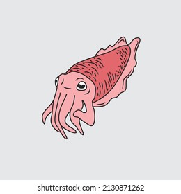 squid illustration design vector icon, suitable for seafood, ocean, sea elements design