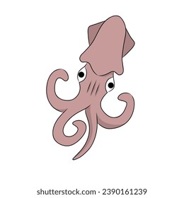 squid illustration suitable for coloring, examples of marine animals, background