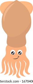 Squid, illustration, vector on white background.