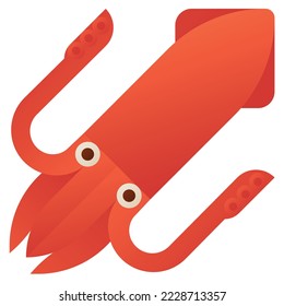 Squid isolated on white background, illustration, icon, element