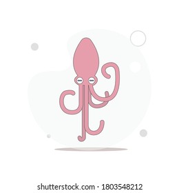 Squid isolated vector flat illustration on white background