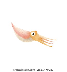 Squid with large eye and tentacles
