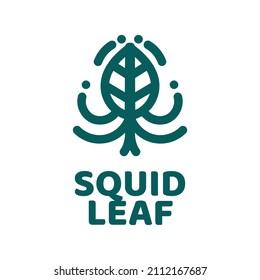 peces de hoja de calamar Diseño del logo de la naturaleza verde