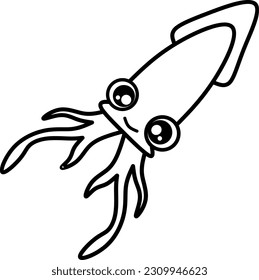 Squid line art for coloring page 