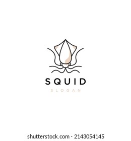 Squid line art logo icon design template
