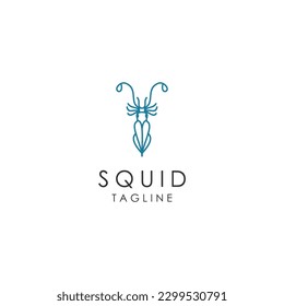 Plantilla de diseño de iconos de logotipo de marca de línea de calamar