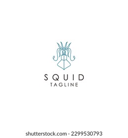 Squid line art logo icon design template