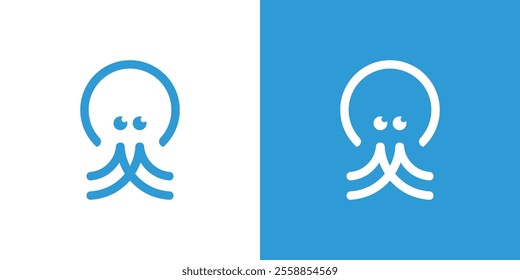 Squid line art logo, octopus line art logo, simple octopus logo