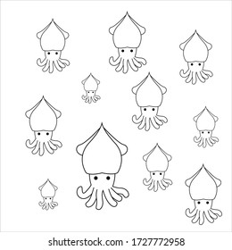 Squid Line Art Vector Pattern Background