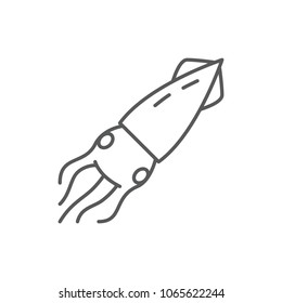 Squid line editable pixel perfect icon isolated on white background - outline sea and ocean wildlife underwater animal or seafood simple silhouette, vector illustration.