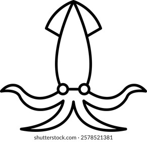 Squid line icon art animal concept image