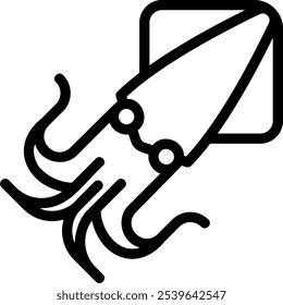 Tintenfisch-Liniensymbol, Vektorgrafik