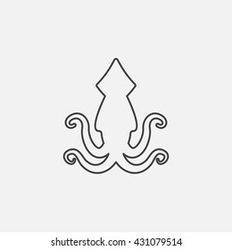 squid line icon, outline vector logo illustration, linear pictogram isolated on white