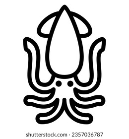 Squid line icon, seafood concept, korean octopus calamari vector sign on white background, outline style icon for mobile concept and web design. Vector graphics