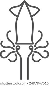 Squid line icon. Seafood logo. Sea animal