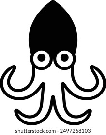 A squid in line icon style