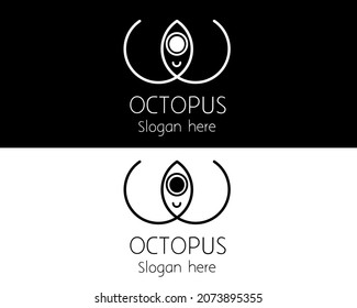 Squid line logo design, simple black and white line. good for any company