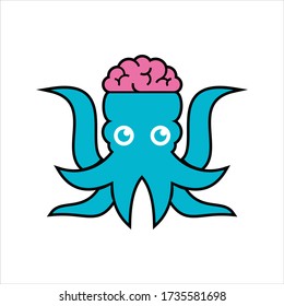 Squid logo. Abstract squid genius logo design vector template