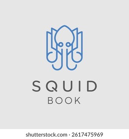 Squid Logo Design combination with book minimalist Template Inspiration
