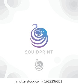Squid logo design vector with gradient on flat style. Octopus symbol for app, website, t-shirt, billboard, identity, creative start-up, print and other media.