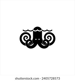 Squid logo icon black color design isolated on white background