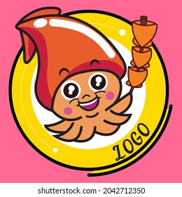 squid logo icon food illusstration