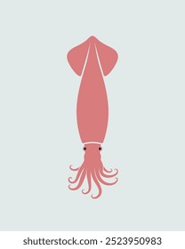 Squid logo. Isolated squid on blue background